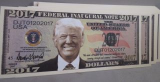 Of 100 Donald Trump President 2017 Inaugural Money Inauguration Us photo