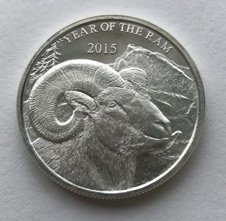 2015 Year Of The Ram 1 Oz.  999 Silver Round photo