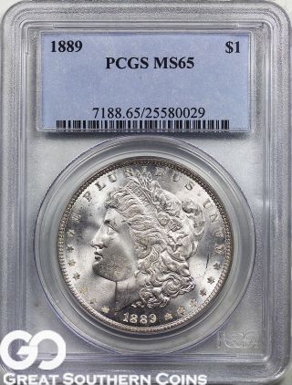 1889 Pcgs Morgan Silver Dollar Pcgs Ms 65 Lustrous Tougher Date,  S/h photo