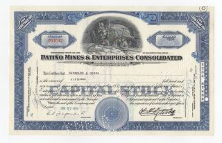 Patino Mines & Enterprises Consolidated Stock Certificate photo