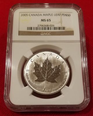 2005 Canada Palladium Maple Leaf Pd$50 Ms 65 Ngc.  Becoming Rarer Than Platinum photo