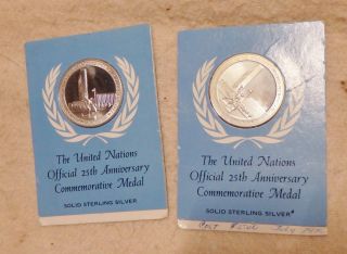 1970 United Nations 25th Anniversary Comm Sterling Silver Medal -.  5 Oz photo