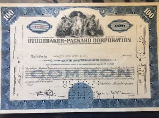Studebaker - Packard Stock Certificate.  Historic photo