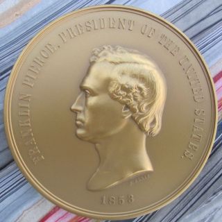 President Franklin Pierce Peace & Friendship Medal 3” Bronze,  7.  6 Oz,  215 G photo