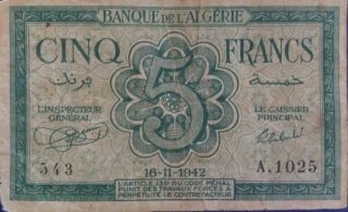 Algeria 5 Franc Banknote photo