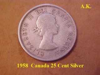 1958 Canada 25 Cent Silver photo