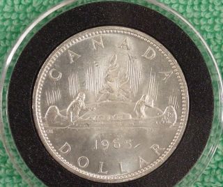 Uncirculated 1965 Canadian Silver Dollar In Airtite Holder photo