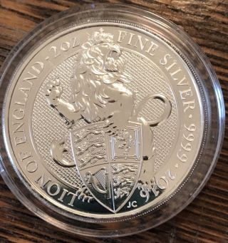 (2 Oz.  Silver Coin) 2016 Lion Of England 9999 Purest Ag (highly Collectible) photo