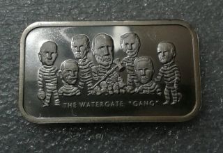 The Watergate Gang Nixon Vintage Collectible Bar 1 Troy Oz.  999 Fine Silver Rare photo