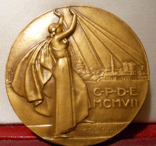 1932 France Art Deco Bronze Medal By Dammann photo