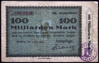 Saulgau 1923 2 - Digit Serial 100 Billion Mark Inflation Notgeld German Banknote photo