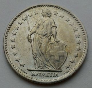 Switzerland 1 Franc 1974.  One Dollar Coin.  Helvetia. photo