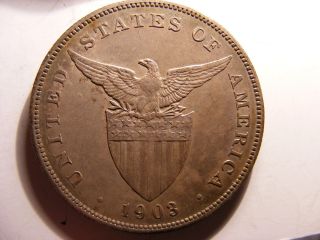 Philippines Silver 1 Peso,  1903,  Xf photo