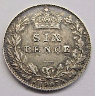 1907 Great Britain Six Pence Coin.  See Details And Pictures. photo