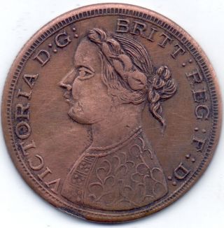 1839 Queen Victoria East India Company One Anna Rare Big Coin N7 photo