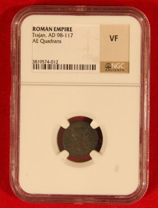 Ancient Roman Empire Trajan 98 - 117 Ae Quadrans Ngc Very Fine photo