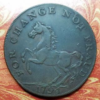 1794 Great Britain Kent Staplehurst Prancing Horse Halfpenny Conder Token D&h 40 photo