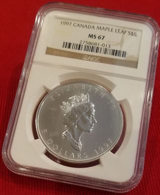 1997 Canada Maple Leaf S$5 Ms 67 Ngc Certified Lowest Mintage Maple 100,  970 photo