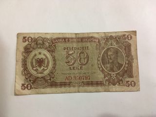 Albania Paper Money 50 Leke 1947 Banknote Albanian Lek 50 From 1947 Communism photo