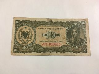 Albania Paper Money 10 Leke 1947 Banknote Albanian Lek 10 From 1947 Communism photo