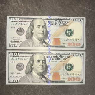 $100 Dollar Star Serial Number 2009 Series Note One Hundred Bill Currency Consec photo