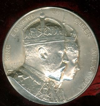 1902 King Edward Vii Coronation Celebration Silver Medal,  By Fuchs For Elkington photo
