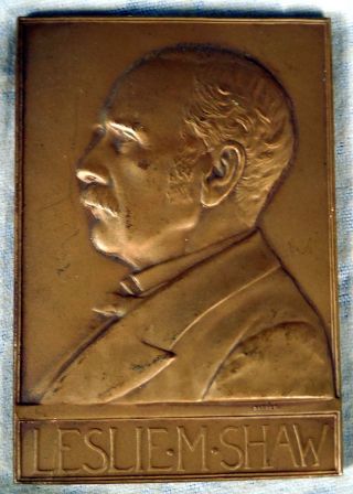 Us Bronze Medal Plaque 1902 Leslie Shaw Secretary Of Treasury Barber photo