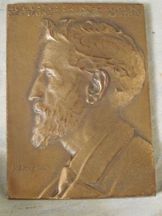 John Flanagan Bronze Plaque Medal Of Augustus Saint Gaudens Metallic Art Co 1937 photo