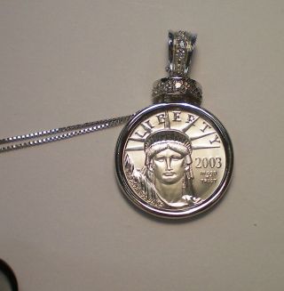 2013 1/10 Platinum Eagle With 14 K White Gold Chain / 6.  1 Grams Total Weight photo