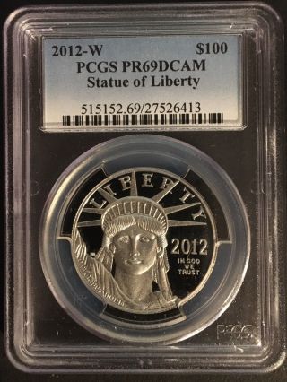2012 - W American Platinum Eagle Proof (1 Oz) $100 - Pcgs Pr69 Dcam photo