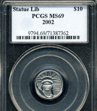 2002 Platinum Eagle Pcgs Ms69 1/10 Oz.  Tenth Ounce photo