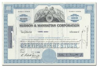 Hudson & Manhattan Corporation Stock Certificate (railroad) photo