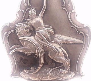 Winged Lion & The Lady - Splendid 1927 Antique Art Medal Pendant Signed Gerard photo
