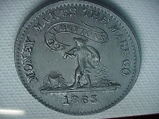 1863 Money Makes The Mare Go Knickerbocker Currency Patriotic Civil War Token photo