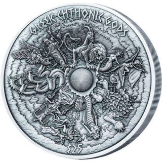 Samoa 2017 25$ Greek Chtonic Gods 1kilo Antique Finish Silver Coin photo