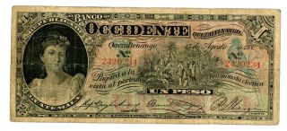 Guatemala.  P - S175a.  1 Peso.  1900.  Vg - F photo