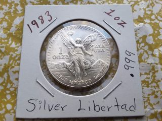 1983 1 Oz Silver Mexican Libertad (uncirculated) 1 Onza.  999 Plata Pura photo