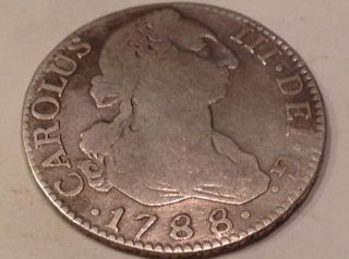 Outstanding 2 Reale Silver Coin 1788 Spanish Colonial Coin Currency D29 photo