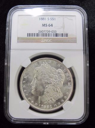 1881 - S Morgan Silver Dollar Ngc Graded Ms64 90 Silver photo