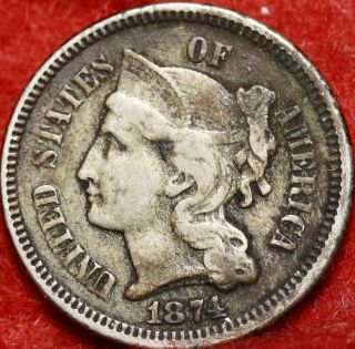 1874 Philadelphia Nickel Three Cent Coin photo