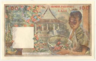 Laos 100 Kip 1957 Aunc/unc Banknote Pick 6 Sign 1 photo