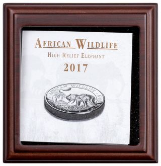 2017 Somalia 1 Oz.  High Relief Silver African Elephant Proof S100 Ogp Sku45729 photo