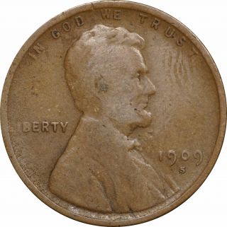 1909 - S Lincoln Wheat Cent 1c - Good G photo