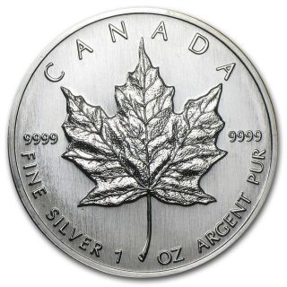 1989 Canadian Silver 1 Oz.  9999 Fine Silver Maple Leaf Still Uncirculated photo
