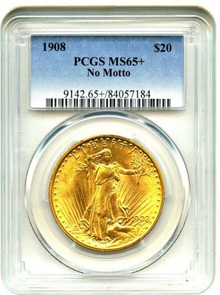 1908 $20 Pcgs Ms65,  (no Motto) Gold Type Coin - Gold Type Coin photo