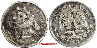 Mexico Silver 1871 Go S 25 Centavos Mintage - 172,  000 Km 406.  5 (9161) photo