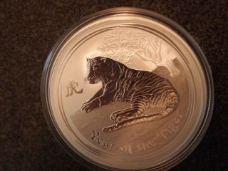 2010 Perth Lunar Tiger 1 Oz.  999 Silver Coin Bu Fresh photo