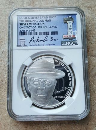 Pawn Stars Ngc Old Man Silver Medallion Round Coin 1 Troy Oz.  999 Fine Silver photo