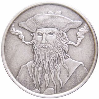 1 Oz Antique Silver Coin Blackbeard Edward Teach Pirate Silver Coin On Rim photo