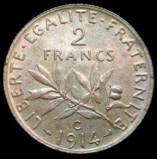Rare 2 Francs 1914 C Castelsarrasin Km 845.  2,  Low Mintage,  France photo